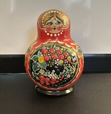 VINTAGE ~ Russian Hand Painted 10 Piece Nesting Doll 5” Tall picture