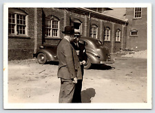 Original Old Vintage Outdoor Photo Car Gentlemen Suits Hats Smoking 1930's picture