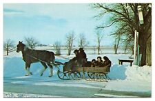 Greetings from Amish Country Postcard Amish Family Sunday Horse and Sleigh Ride picture
