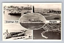 Margate England, Greetings, MV Royal Sovereign Ship, Harbour, Vintage Postcard picture
