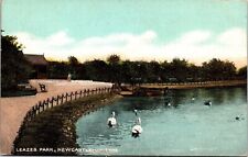Newcastle On Tyne England Leazes Park Scenic Landscape Swans DB Postcard picture
