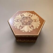 Vintage Hexagon Wood Inlay Trinket Box 6x5 picture