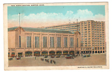 VINTAGE 1928 Postcard New North Station Boston Maine Railroad, Boston MA Posted picture
