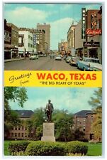 1967 Greetings From Waco Monument Street View The Big Heart Of Texas TX Postcard picture