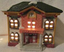 Vintage Porcelain, Christmas SnowDay Lighted Clock Building. picture
