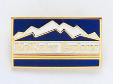 McKinley Explorer Brooch Alaska Souvenir Train Travel Blue Enamel Gold Tone picture