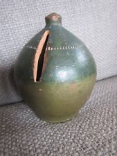 RARE Antique 19th C. Glazed REDWARE Ovoid Jug Coin Penny Bank picture