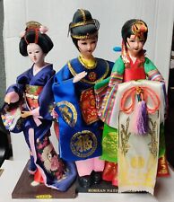 3 Vintage Korean Native Dolls Ceremonial Wedding Vibrant Colors  picture