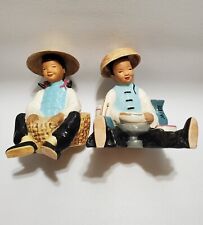Vintage McCarty Bros Figurines, California Pottery, Asian, Oriental Boy & Girl picture