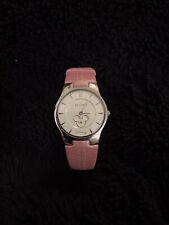 Vintage Disney Skagen Watch Pink Leather Band Mickey Face Denmark Needs Battery picture