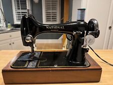 VTG National Reversew Sewing Machine, Wood Base & Case, for Parts, RUSA Motor picture