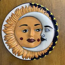 Mexican Talavera Pottery Wall Plaque Sun Moon Eclipse 14 3/8 Inches Diameter picture