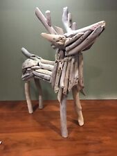 Rustic Driftwood Handmade Deer Reindeer Sculpture Made in Philippines picture