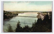 Postcard NY 1910 Suspension Bridge River Water Aerial View Lewiston New York picture