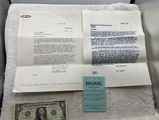1955 Signal King Seely Desktop Oscillating Fan Company Letter & Owners Tag Vtg picture
