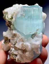 165 Gm Aquamarine Crystal Specimen Combine With Mica From Skardu Pakistan picture