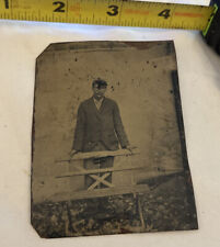 Antique Tintype photo Great Outfit Standing young Man posed . grp 11 picture