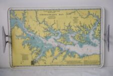 1972 CHESAPEAKE BAY CHART TRAY w/ CLEAT HANDLES NAUTICAL MAP 18