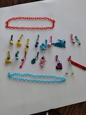 Vintage 80’s Plastic Bell Charm Necklace 1980 Retro lot of 2.   14 charm's  picture