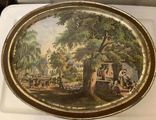 Vtg Sunshine Biscuits The Blacksmith double sided Advertising Tray Sleepy Hollow picture