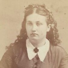 Antique CDV Photo Beautiful Victorian Woman Long Hair Norwalk Ohio Photograph picture