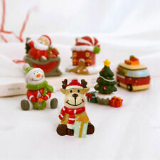 6pc Christmas Village Figurine Handcraft Décor House Resin Santa Village 2″ picture