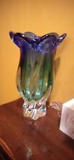 Royal Gallery Vintage Crystal Vase Two Toned Blue and Green Made In Poland  picture