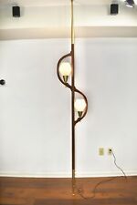 Vintage MCM Tension Pole Lamp with Beautiful Geometric Opal Glass Shades -1960’s picture