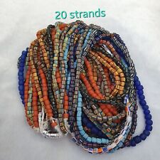 Lot20 Strands Vintage AFRICAN Multicolor Stripes GLASS BEADS 7-9MM necklace L5 picture