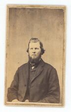 Antique CDV c1860s Large Man With Shenandoah Beard Rutherford Seneca Falls, NY picture