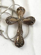 VINTAGE TOWLE OLD MASTER STERLING SILVER  CROSS PENDANT NECKLACE picture