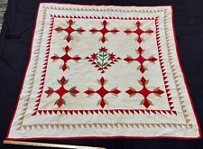 UNUSUAL  1880's Quilt Antique Carolina Lily Tulips Applique Red Green and White picture