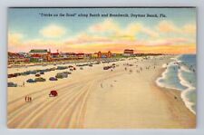Daytona Beach FL-Florida, Driving along Beach and Boardwalk, Vintage Postcard picture