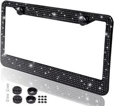 Zone Tech Shiny Bling Rhinestone License Plate 1 PACK, Black Frame  picture