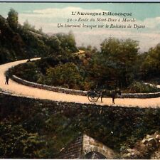 c1900s Le Mont Dore to Murols, France Road Color Postcard Horse Car Dyane A81 picture
