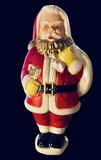 VTG Blow Mold Poloron Christmas 30”Santa Gold Beard Yellow Gloves 1950 W/Light picture