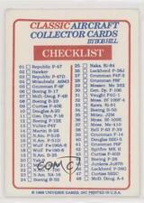 1988 Bob Hill Classic Aircraft Collector Cards Checklist 0w6 picture