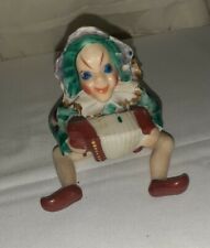 Antique Vtg Pixie Elf Figurine Playing Accordian Instrument Occupied Japan 3.5