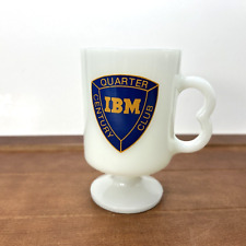 IBM Quarter Century Club White Glass Footed Beer Mug Cup Vintage picture