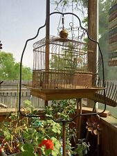 Circa 1920's Hendryx Heavy Antique Brass Bird Cage with  Original Stand picture