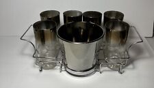 MCM Vitreon Queens Luster Ware Fade 7 Highball Glasses Ice Bucket & Caddy picture