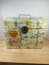 Vintage 70s Ballonoff Metal Mod Daisy Flower Power Portable File Box Case w/ Key picture