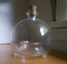 EARLY 1800s FREE BLOWN GLASS WASP FLY TRAP WITH APPLIED FEET & CORK STOPPER picture