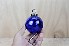 Small Antique German Style Blue Glass Kugel Ball Vintage Christmas Decorative picture