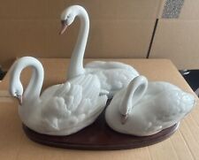 1998 Lladro Elegant Trio Swan Figurines on Base Hand Made in Spain picture