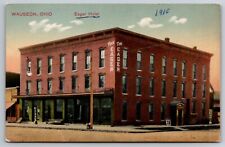 The Eager Hotel Wauseon Ohio OH Barber Shop Pole c1910 Postcard picture