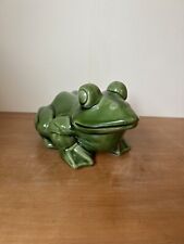 Vintage LARGE Mid Century Modern Glazed Ceramic Frog Toad Garden Statue Figure picture