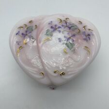 RARE MINT  Fenton Painted Signed Double Heart Music Box #1 FIRST EVER Produced picture