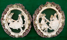 Pair of Large Courting Couple Chalkware Wall Plaques picture