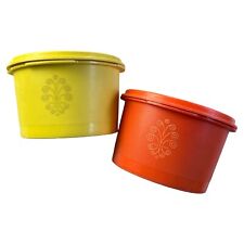 Two Vintage Tupperware Containers With Lisa- Orange And Yellow - Small- USA Made picture